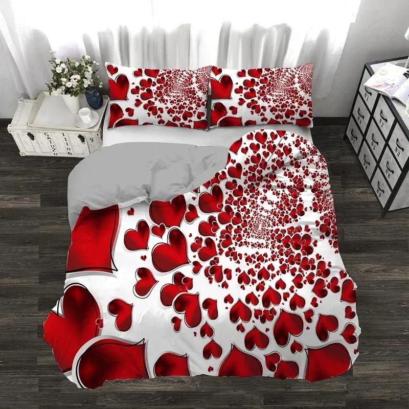 Valentine's Day Wedding Rose Flower Comfortable Duvet Cover Pillowcase Bedding Set Children Bedroom Decoration Home Textile