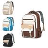 Simple Neutral Color Blocked Backpack With Large Capacity For School Students