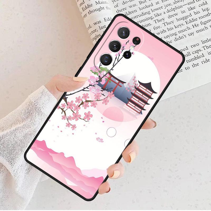 Abstract Cat Mount Fuji Japan Landscape Case For Samsung Galaxy S25 S23 S30 S8 S21 S20 FE S24 S22 Note 10 20 Plus Lite Ultra