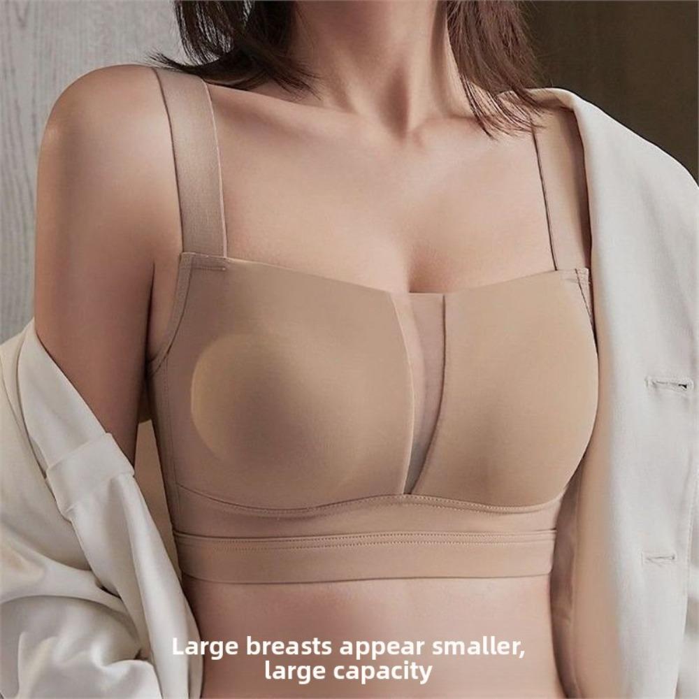 Wireless Plus Size Seamless Back Support Bra, Minimize Bust Lift Anti-Sagging Underwear with Side Breast Collection