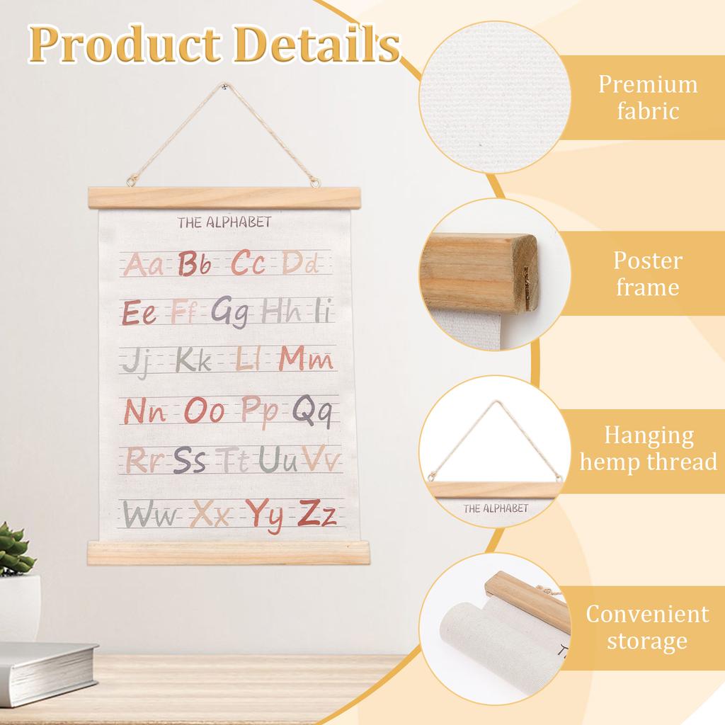 2PCS Alphabet Numbers Poster Set of 2 Decorative Alphabet Numbers Wall Art Educational Preschool Learning Poster for Classroom