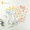 Tongtai Summer Baby Short-Sleeve Closed-Crotch Romper for Boys and Girls, 3-18 Months, Front-Opening Jumpsuit