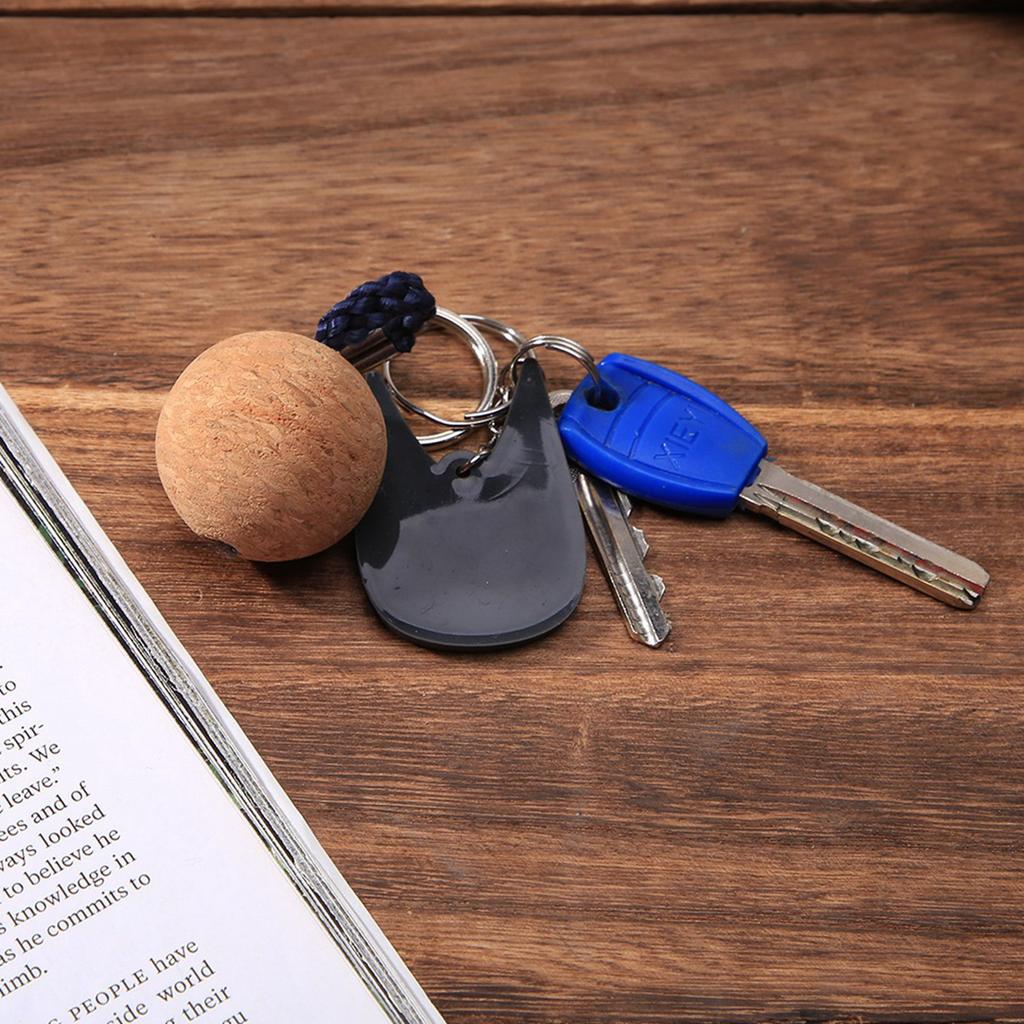 2Pcs Floating Cork Keyring Wooden Ball Key Ring Float Sailing Boat Canoe Water Sport Accessories Black Rope