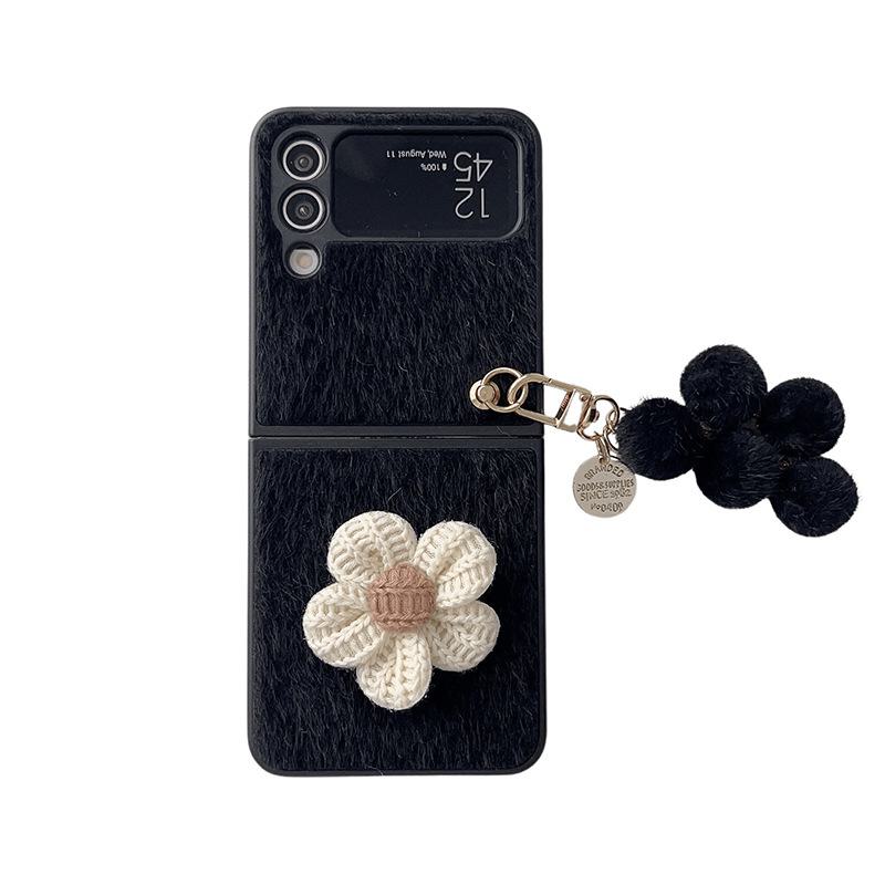 Samsung Galaxy Z Flip 3/4 Mink Plush Sunflower Pendant Folding Screen Protective Case