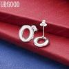 925 Sterling Silver Fashion Gift Round Piercing Earrings Wedding Jewelry