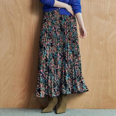 Flower Pleated Long Skirt