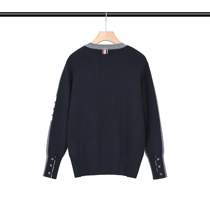 TB BROWIN2025 Autumn/Winter Colorblock Wool Sweater with Four Stripes