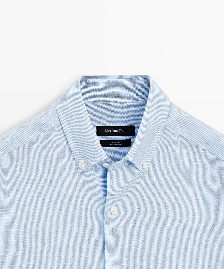Masimodutti 100% Linen Regular Fit Pinstripe Shirt