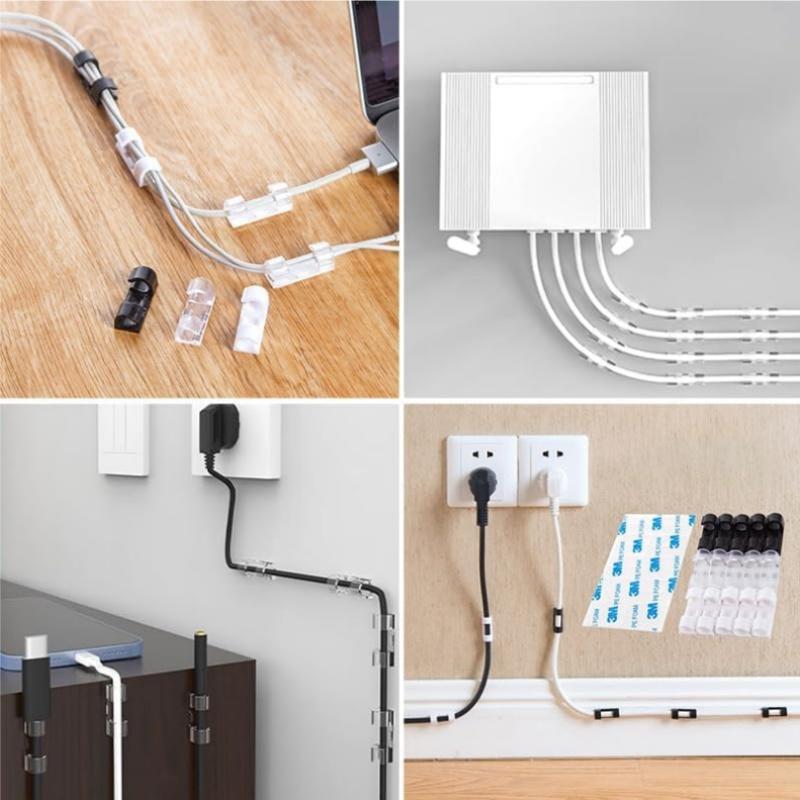 20Pcs Cable Organizer Clips Cable Management Desktop & Workstation ABS Wire Manager Cord Holder USB Data Line Bobbin Winder