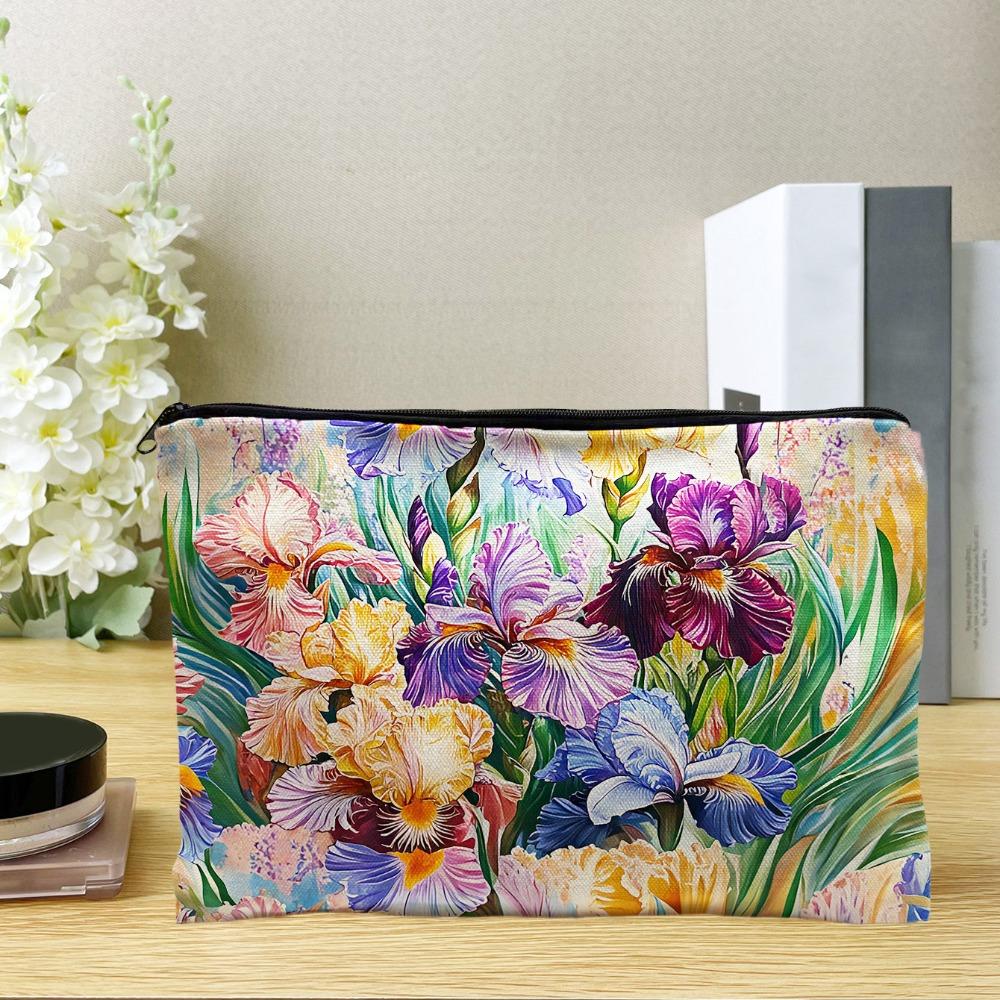 Vintage Flower Print Cosmetic Bag Multi-purpose Portable Jewelry Storage Bag Makeup Bag Gifts