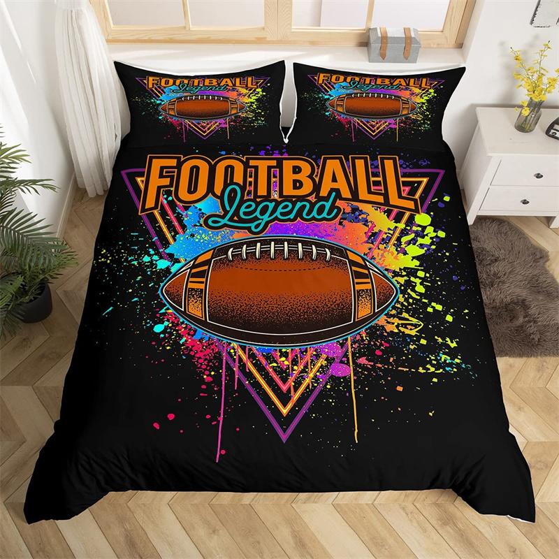 

Футбольный пододеяльник односпальный двойной футбольный пододеяльник спортивный комплект постельного белья из микрофибры с геометрическим узором в полоску для мальчиков подростков 70x133cm 2pcs