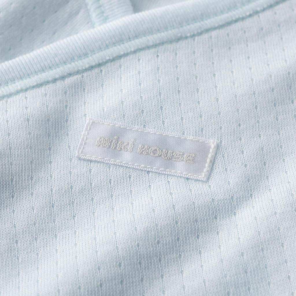 MIKI HOUSE Baby Solid Made In for Boys and Size Blue Undershirt, Color, Logo, 100% Cotton, Japan, Girls, Newborn, 40-2328-496, 50-60cm,