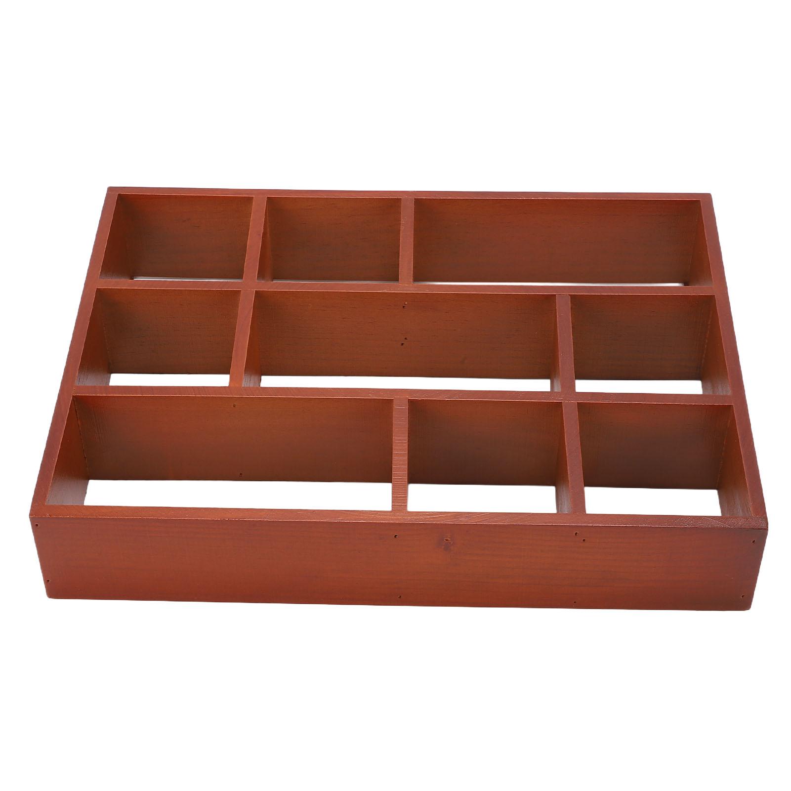 Деревянная Настенная Настольная Полка 9 Отделений Многофункциональная Винтажная Деревянная Настенная Полка Макияж