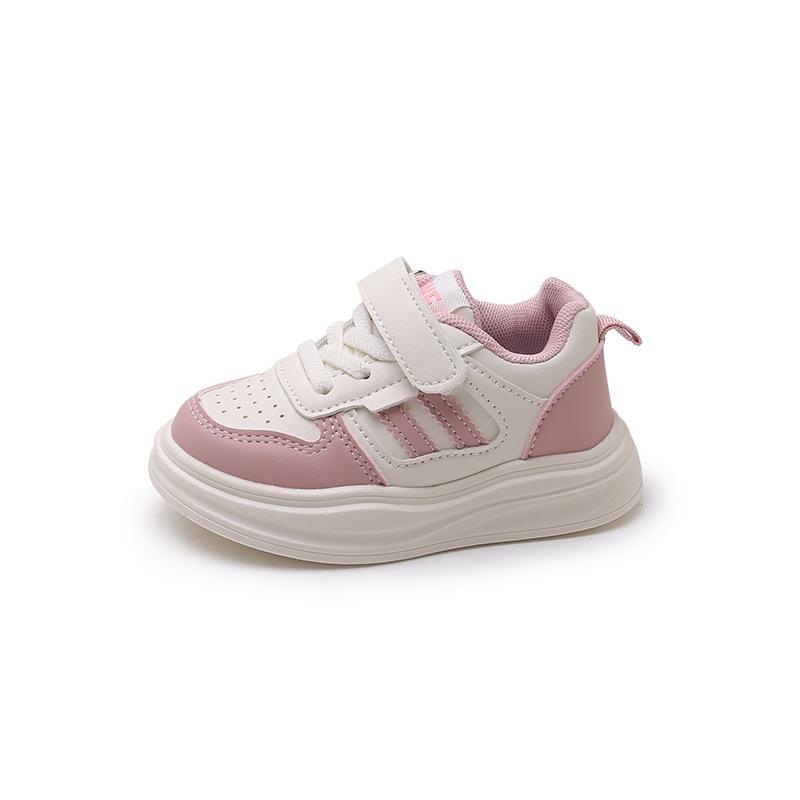 Kids White Casual Platform Board Shoes Korean Style Velcro Sneakers For Boys Girls 22