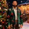 Herren Hässlicher Weihnachten Kord Warmtaschen Anzugjacke Strickjacke Herren Freizeitanzug