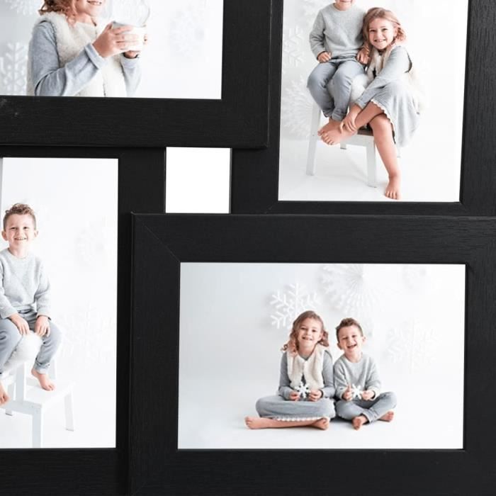 VidaXL Collage de cadres photo pour photo de 4x (13x18 cm) Noir MDF