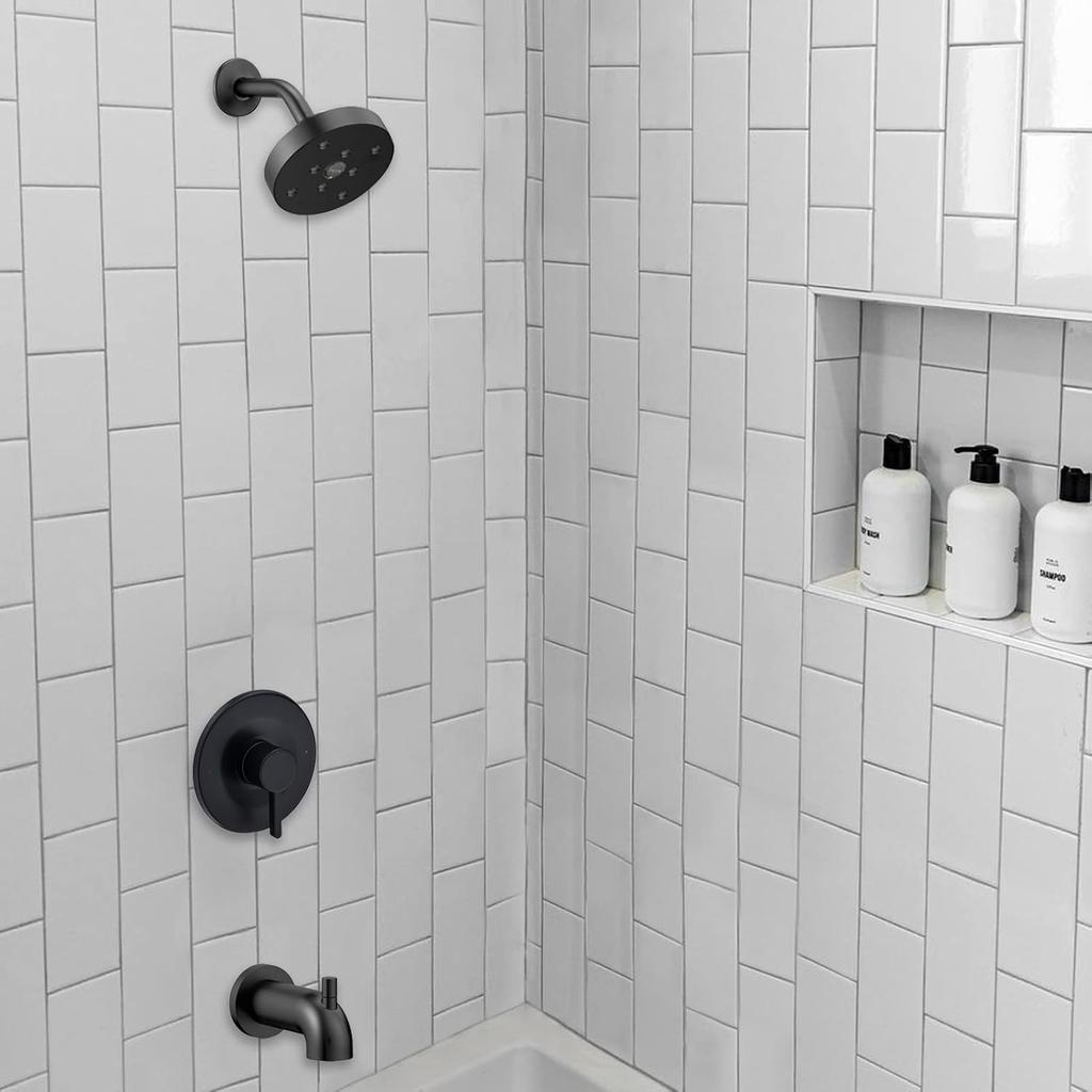 Shower and Tub Trim Kit, Compatible with Moen Posi-Temp Valve, Matte Black