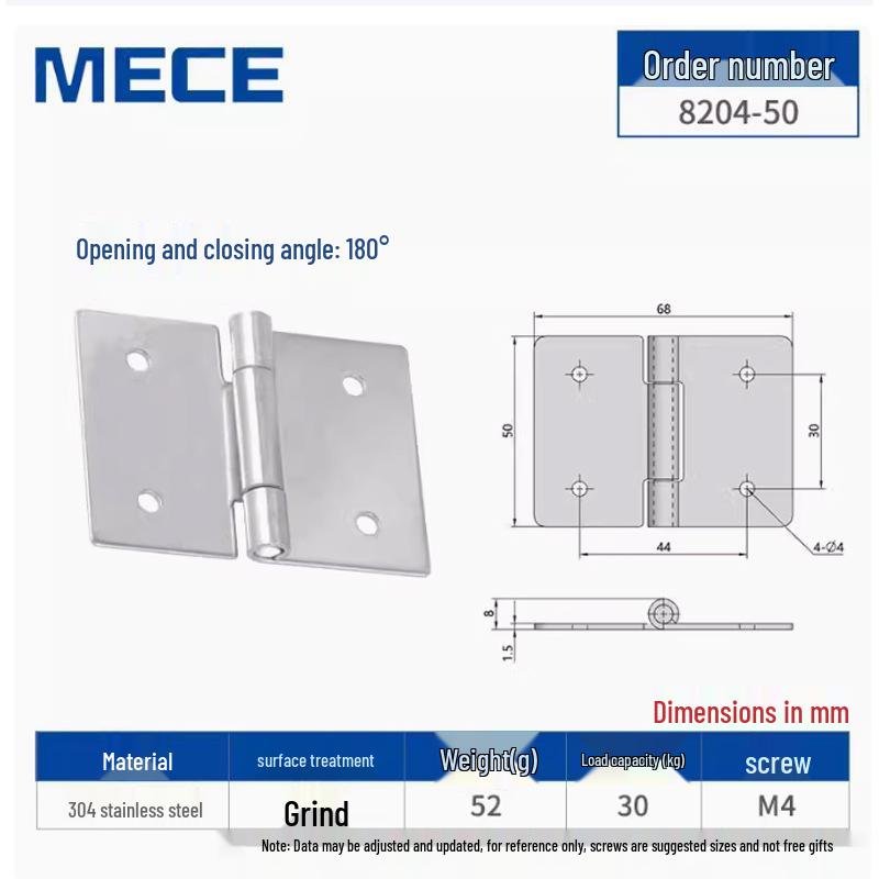 304 Stainless Steel Thickened Cabinet & Wooden Door Hinges