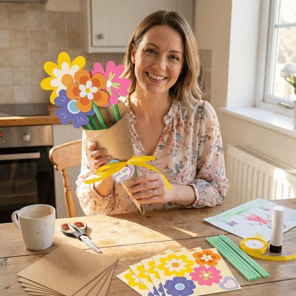 Colorful Paper Flower Bouquet Craft Kit Folding Romantic DIY Sunflower Bouquet Set Handmade Blessing Paper Flowers Making Kit