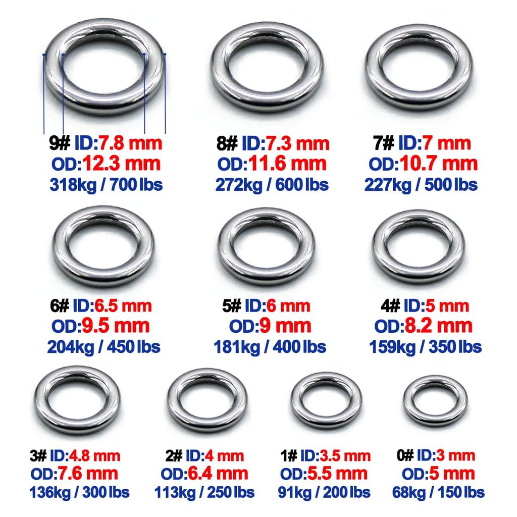9KM DWLIFE Solid Rings 100pcs High Strength Stainless Steel Rings Value Fishing Lure Connectors Freshwater Saltwater 2#