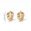 1 pair 18K PVD Gold Plated Twisted Mini Huggies Water-Resistant Coating High-Polished Texture Minimalist Croissant Studs Compact