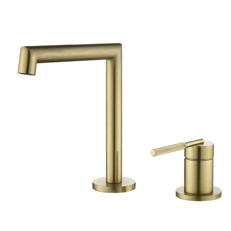 Tuqiu Brushed Gold Basin faucet Gray Bathroom Faucet two holes bathroom Sink faucet sink tap rotating widespread basin Tap