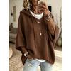 Women New Knit Drawstring Hoodie Sweater, Loose Knitted Hooded Layering Outerwear