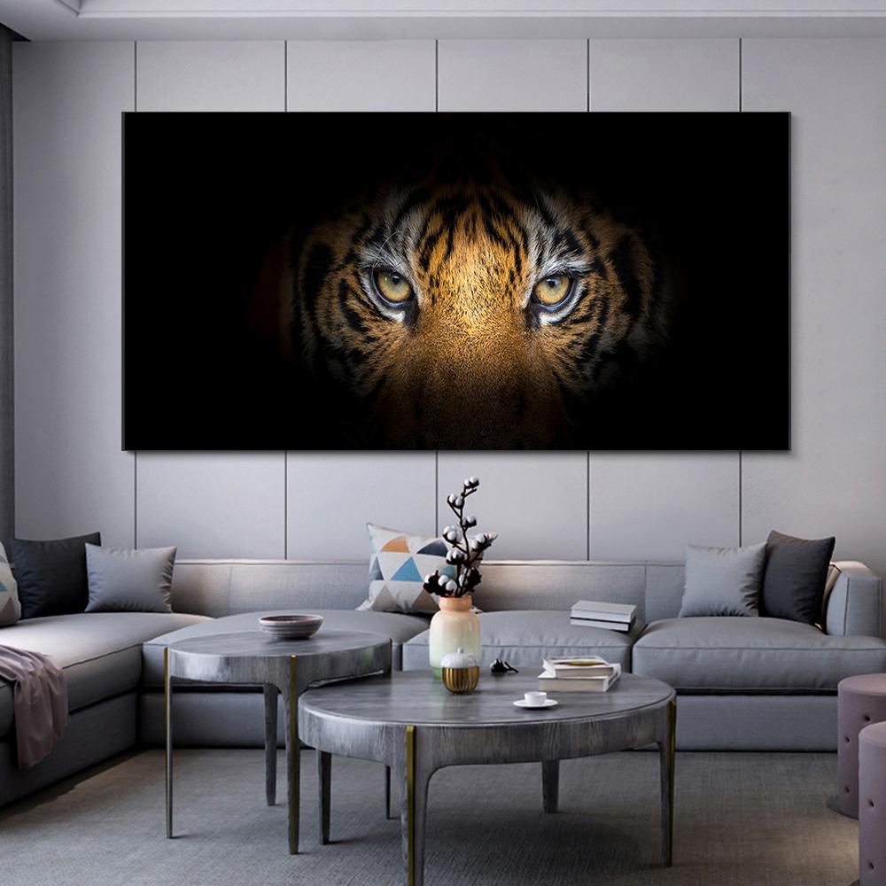 Modern Prints Canvas Art Black and White Tiger Head Painting Wall Art Posters Animal Art Picture For Home Decor