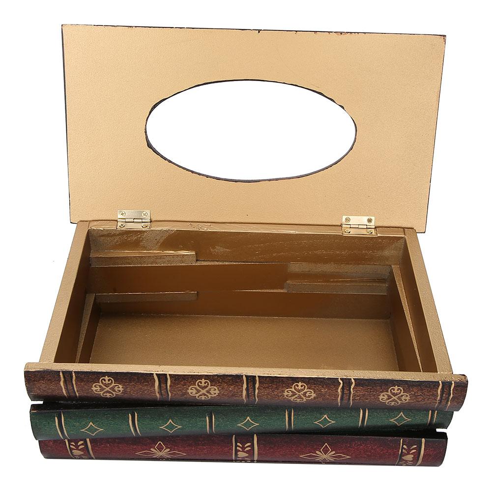 

Book Shaped Tissue Box Home Decoration Storage Props Office Ornaments Retro Wooden Craft