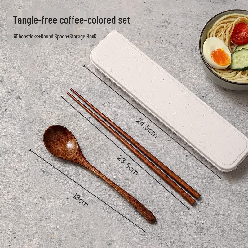 Portable Wooden Chopsticks and Spoon Set