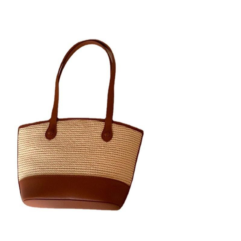 Neues Design Sommer Damen Taschen Große Kapazität Einzelne Schulter Achselhöhle Tragetaschen Modische Vintage Nische Strohgeflecht Taschen für Damen