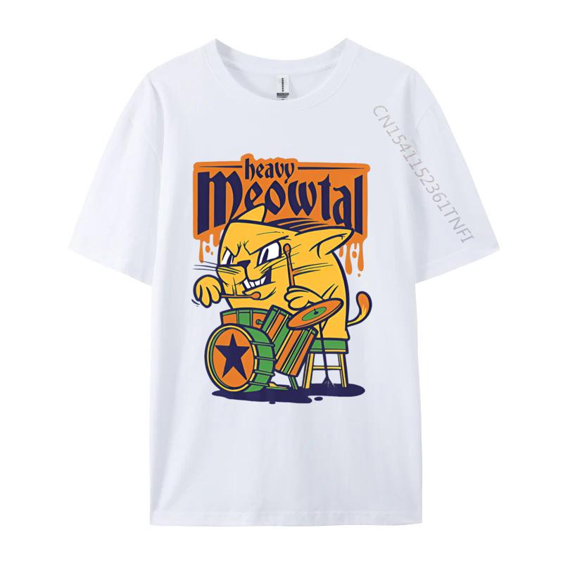 

Heavy Meowtal Cat Saying Drum Sloth Tshirt Graphic TShirts Custom Cotton T Shirts Printing Tops Shirt S