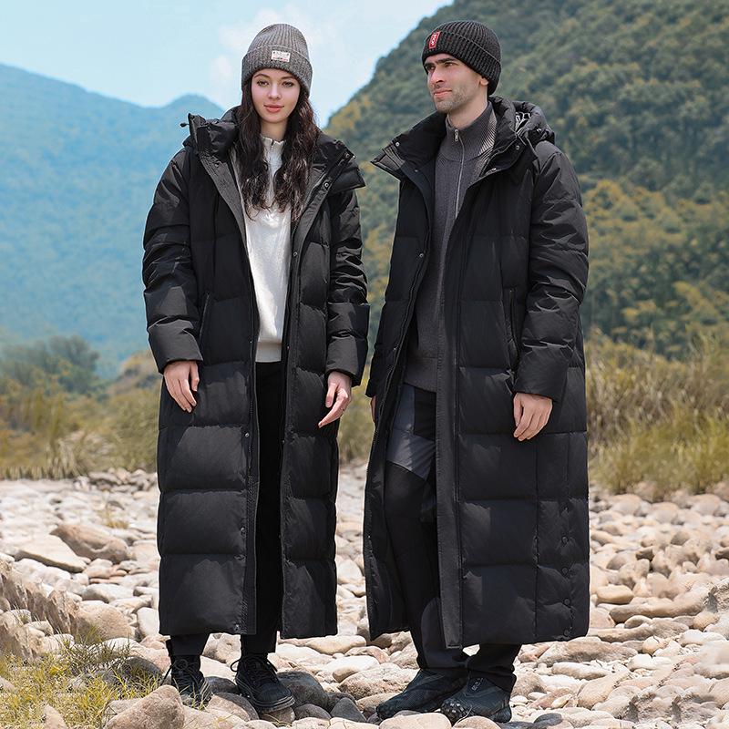 Unisex Long Ankle-Length Goose Down Jacket - Casual Loose Korean Style for Autumn/Winter