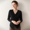 Lekasha Women's V-Neck Cross Knit Cashmere Sweater - Long Sleeve, Autumn/Winter Style