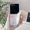 Clear Glitter Cute Flower Phone Case For Samsung Galaxy Z Flip 8 7 6 5 4 Z Flip7 Flip6 Cover with Chain Korean Cases Hard Funda