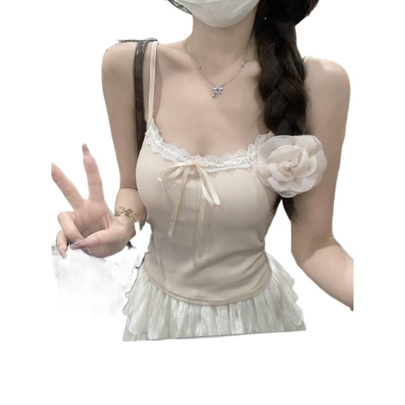 Koreanisches Sommer-Schlankheits-Bustier mit Spitzenbesatz und Polsterung