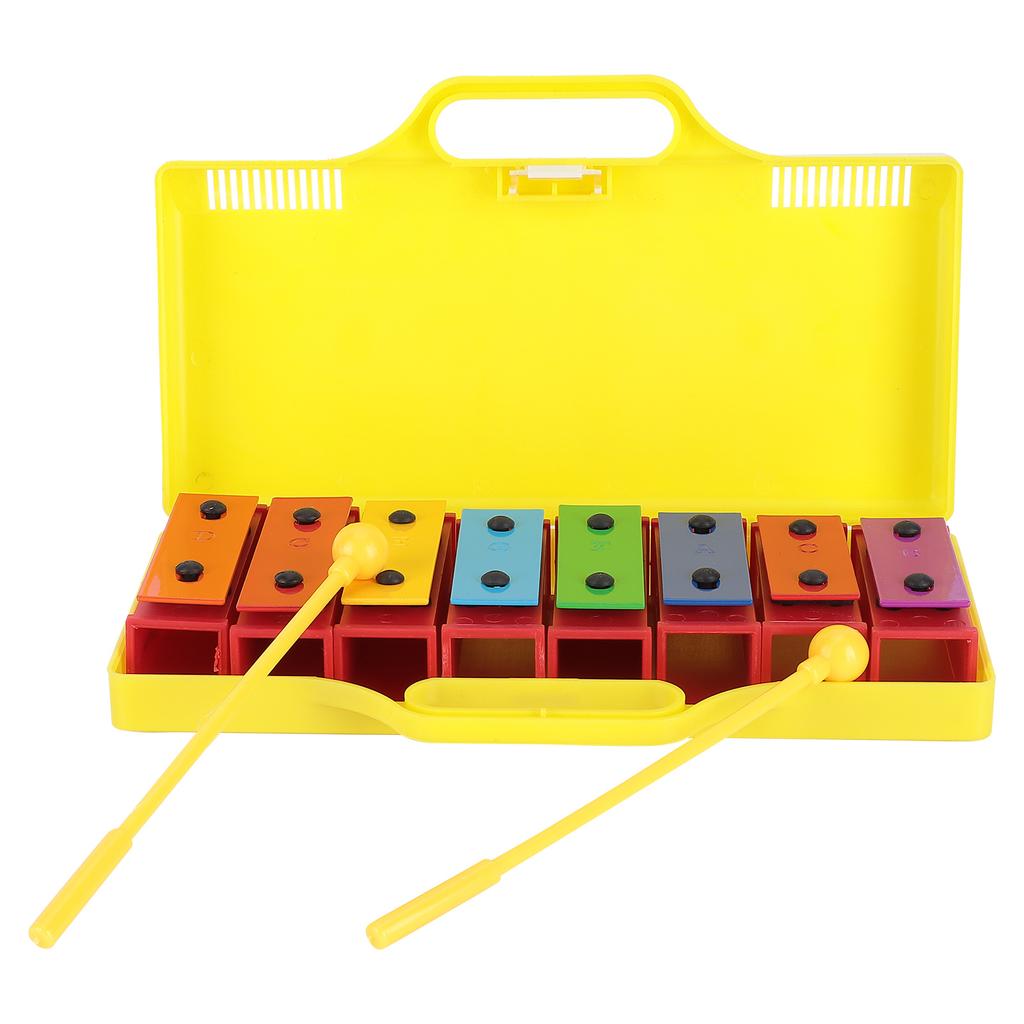 8 Note Xylophone Professional Percussion Instruments for Children with 2 Drumsticks 1 Yellow Box