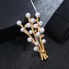 Luxury temperament dumb gold brooch female morrow plant pearl flower pin suit simple brooch with jewelry