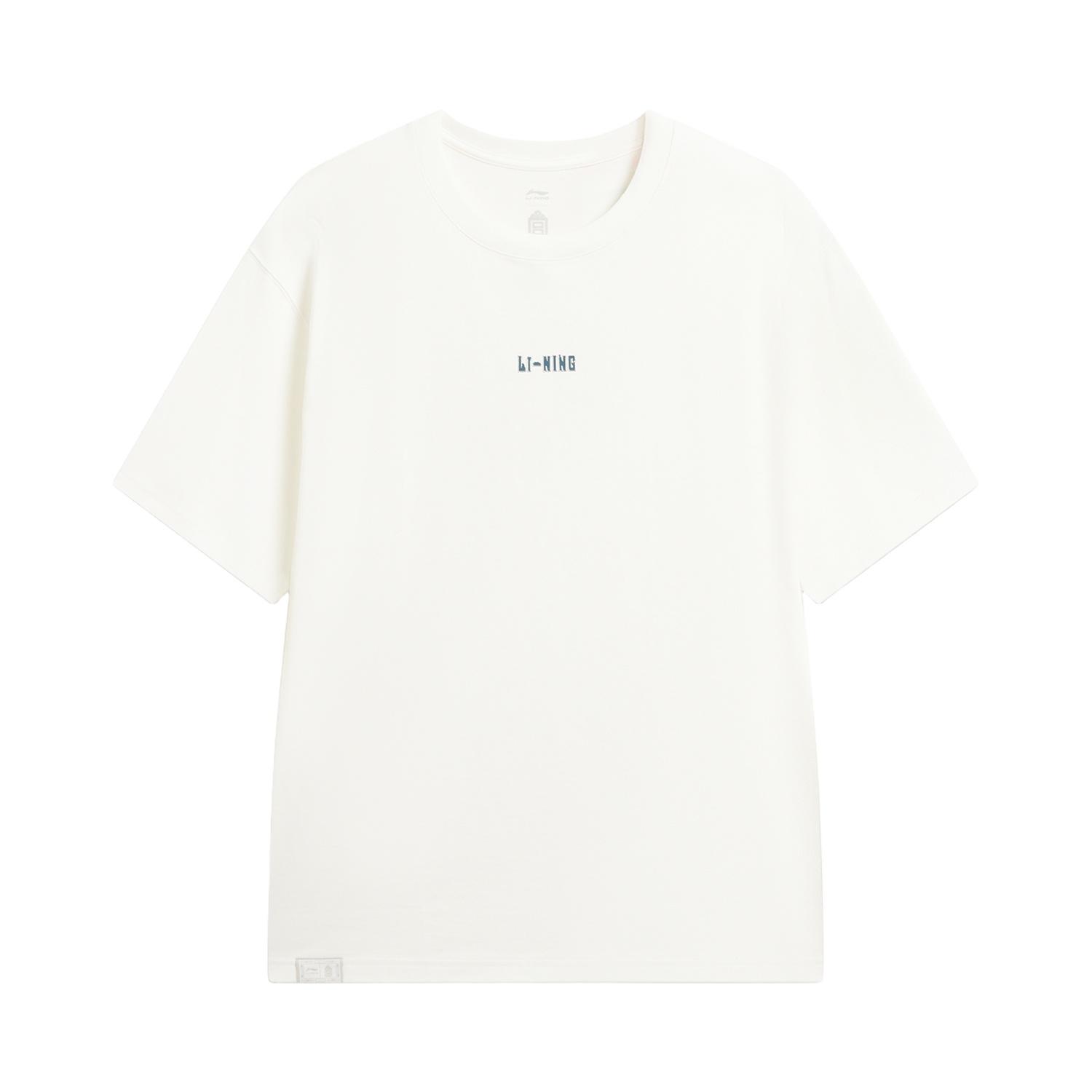 Li-Ning Loose Fit Round Neck Letter Graphic Couple T-Shirt Unisex Tops AHSW407-1 XL