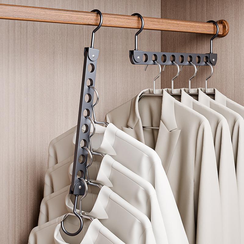 1/2 STÜCK Aluminiumlegierung Faltbarer Kleiderbügel, Organizer-Ständer 6/8 Löcher Drehbar Magische Bügel Garderobenaufbewahrung Platzsparender Ständer
