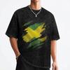 Jamaica Flagga Jamaicansk T-shirt Tvättad Bomulls-T-shirt Vintage Herr Dam Streetwear Sommar T-shirts