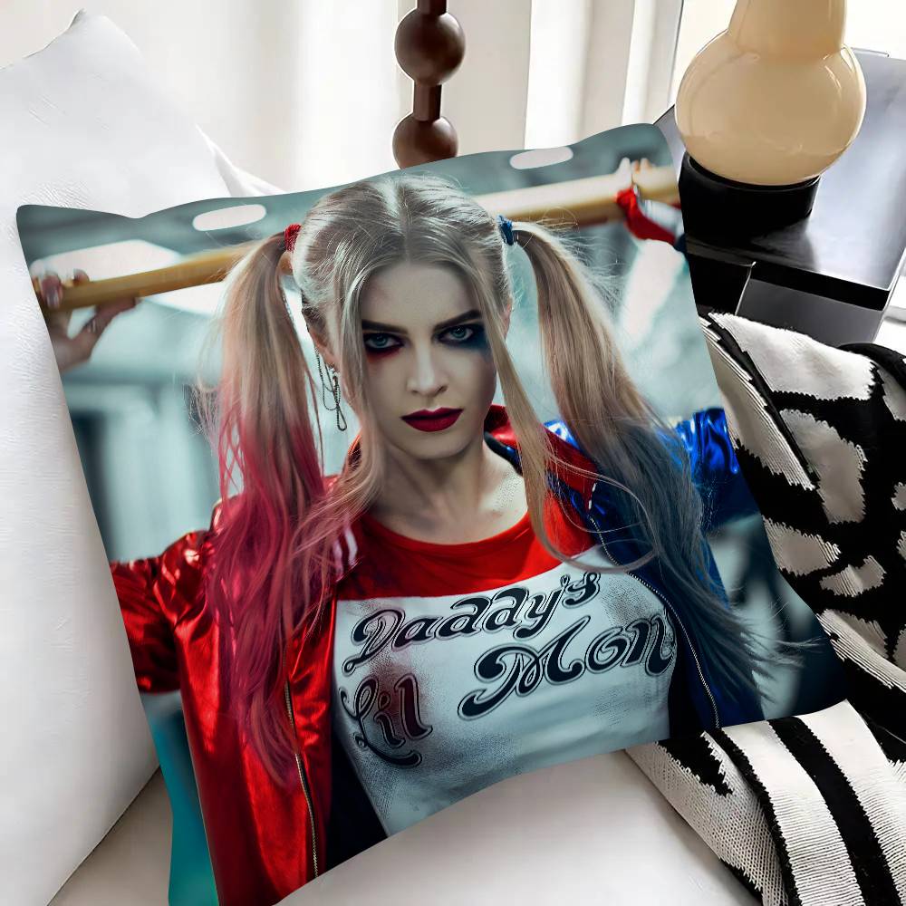 Movie Characters HHarley QQuinn Pillow Case Fashion Square Pillowcase Bedroom Sofa Room Ins Decoration Leisure