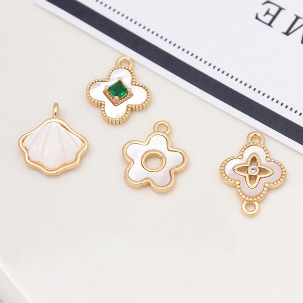 

4pcs Sea Shell Flowers Metal Jewelry Accessories Golden Handmade Earrings Materials DIY Bracelet style 1