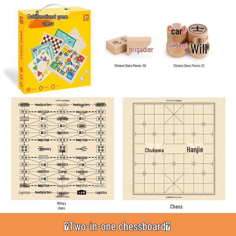 Multifunctional Wooden Chess & Flying Chess Game - Interactive Indoor Toy for Children and Adults
