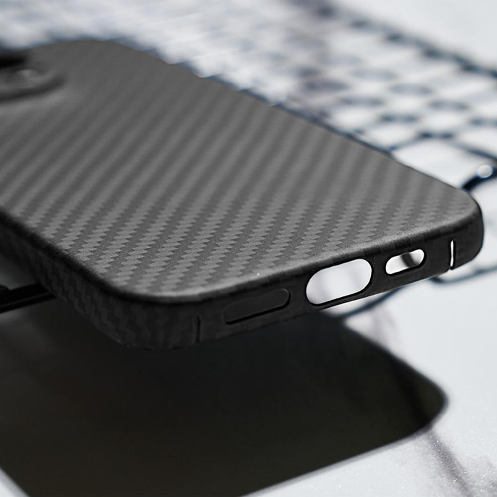 For iPhone 16 Pro Case 1500D Coarse Texture Aramid Fiber Thin Phone Cover (Big Lens Hole)