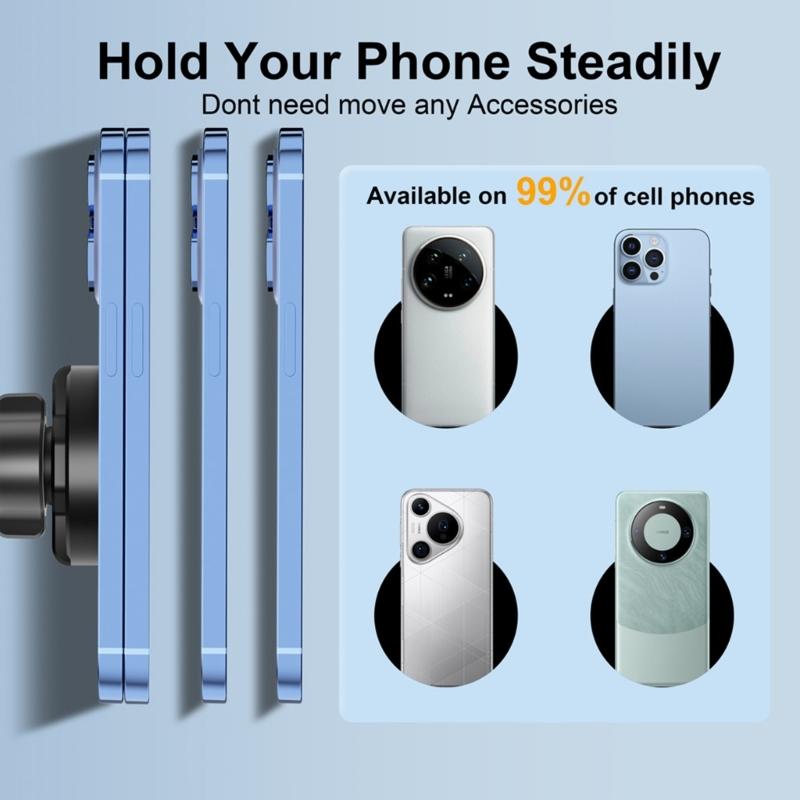 Support de téléphone de voiture magnétique double avec une force de 66 lbs pour une tenue sécurisée Rotation à 360 degrés Design compact Convient à la plupart des véhicules