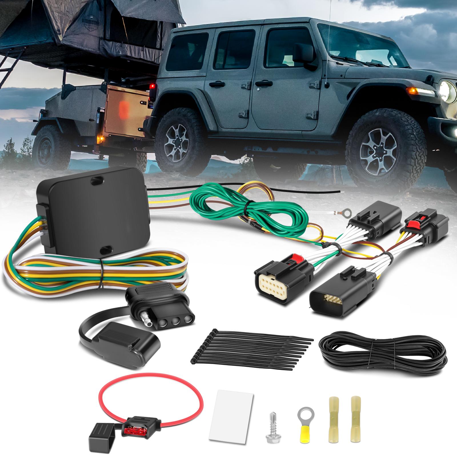 56407 4-Pin Trailer Wiring Harness Kit for 2018-2025 Jeep Wrangler JL/JLU, 2020-2025 Jeep Gladiator JT, 2021-2024 Wranglers 4xe one full kit