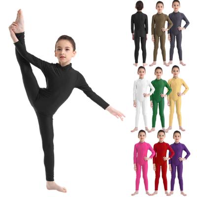 Kinder Mädchen Langarm Tanz Gymnastik Trikot Ganzanzug Ganzkörper Bodysuit Kostüm Tanzkleidung