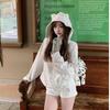 Dames Herfst/Winter Schattige Kattenoor Fleece Gevoerde Hooded Vest Jas