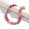 New Trendy Green Acrylic Geometric Beads Choker for Women Fashion Resin Crack Flat Circle Beaded Necklace Boho Jewelry Gift